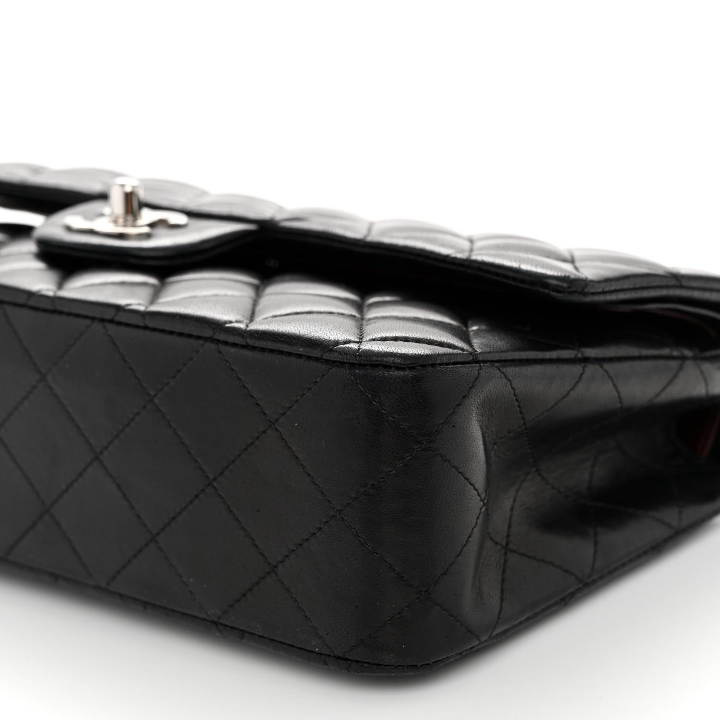 Lambskin Quilted Medium Double Flap Black