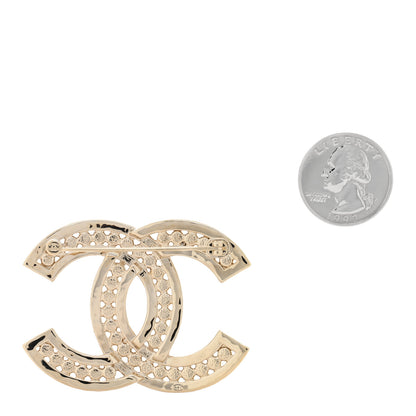 Chanel Metal Crystal CC Brooch Gold Black 2 of 3