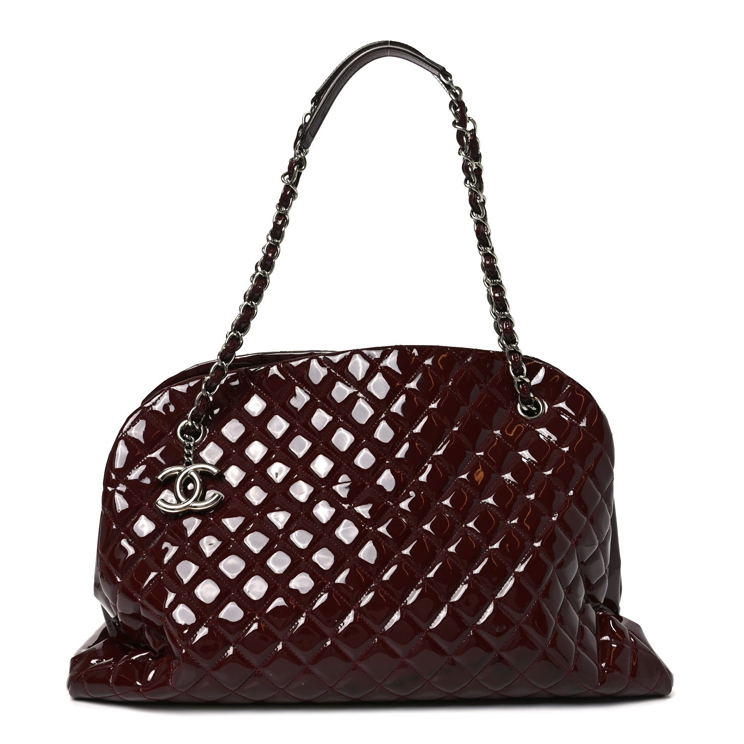 Chanel Patent Quilted Large Just Mademoiselle Bowling Bag Plum 1 of 13