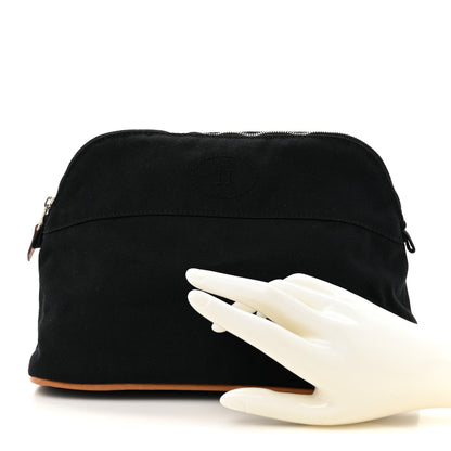 Hermes Cotton Canvas Bolide Travel Cosmetic Pouch MM Black 2 of 6
