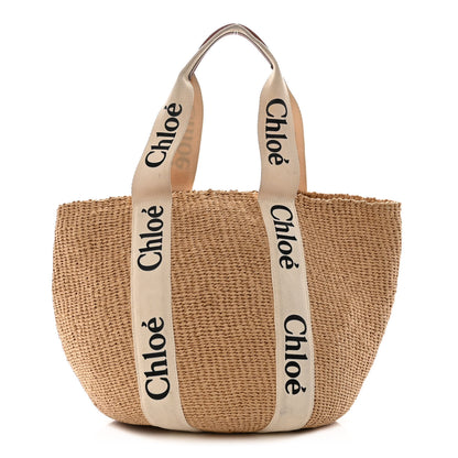 Chloe Raffia Large Woody Tote White 1 of 13
