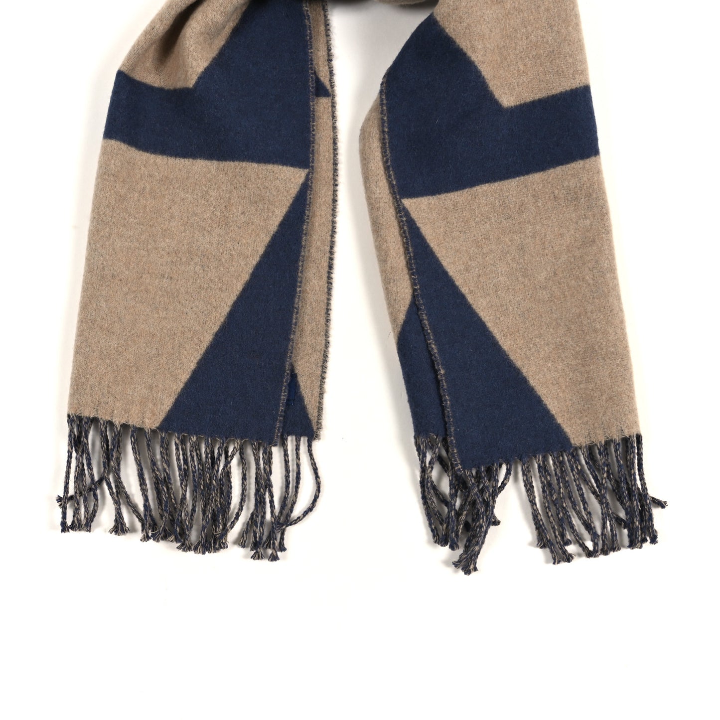 Cashmere Casaque Optique Muffler Bleu Beige Naturel