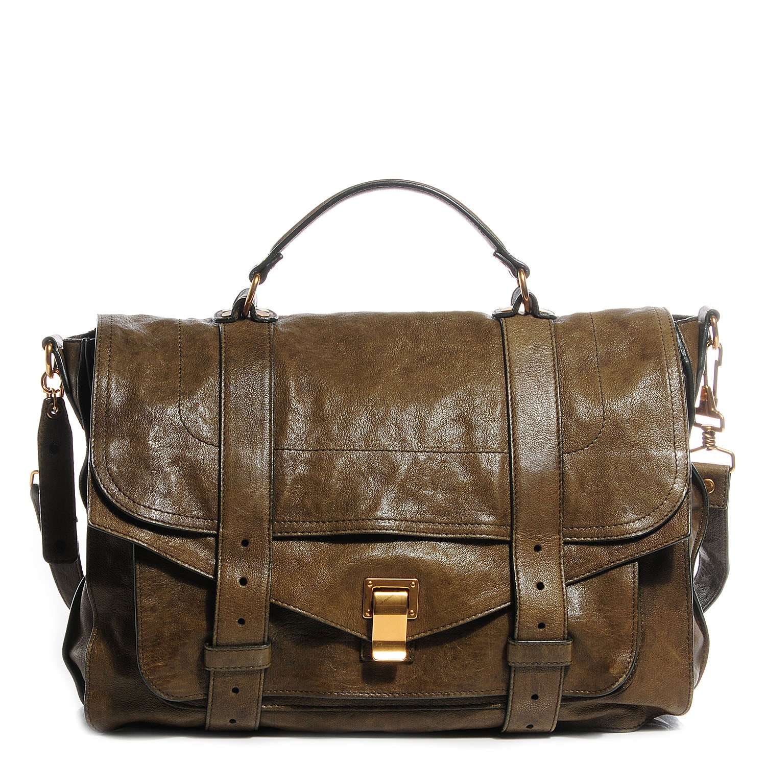 Proenza Schouler Lambskin PS1 Large Satchel Military 1 of 13