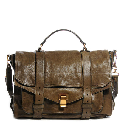 Proenza Schouler Lambskin PS1 Large Satchel Military 1 of 13