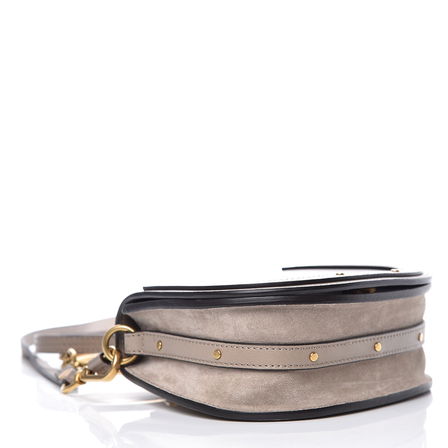 Calfskin Suede Small Nile Bracelet Bag Motty Grey