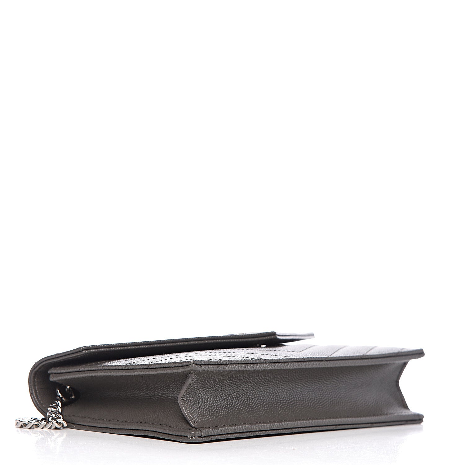 Saint Laurent Grain De Poudre Matelasse Chevron Monogram Envelope Chain Wallet Coal 4 of 10