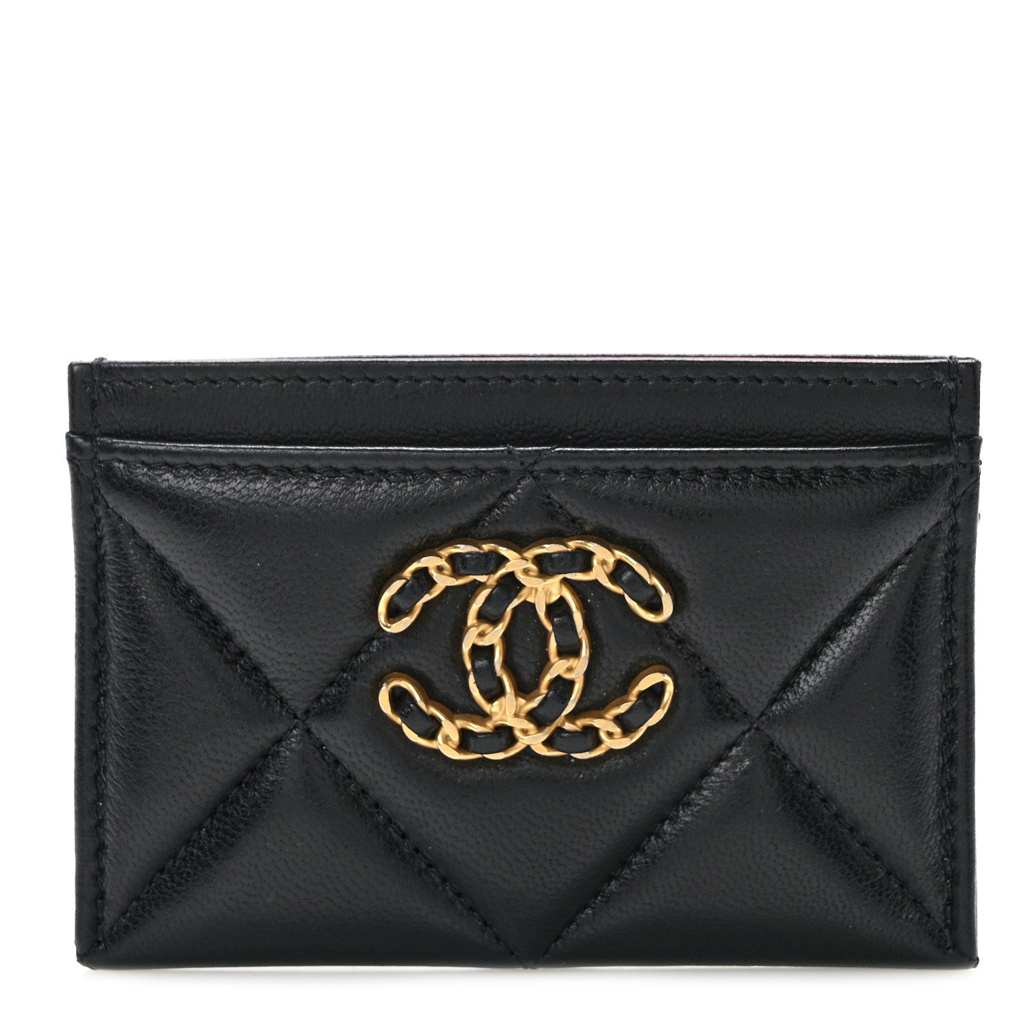 Chanel Lambskin Quilted Chanel 19 Card Holder Black 1 of 10
