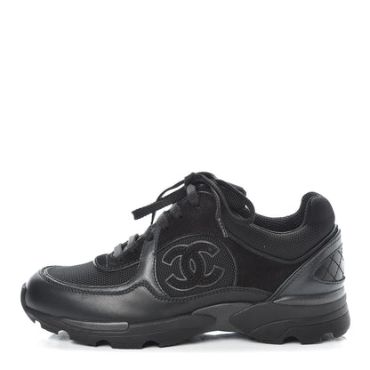 Chanel Toile Suede Calfskin CC Sneakers 35 Black 1 of 8
