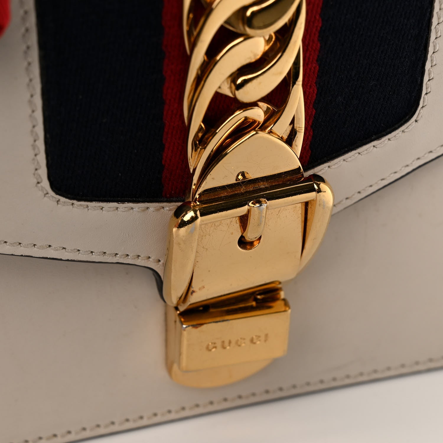 Gucci Calfskin Mini Sylvie Chain Shoulder Bag White 16 of 24