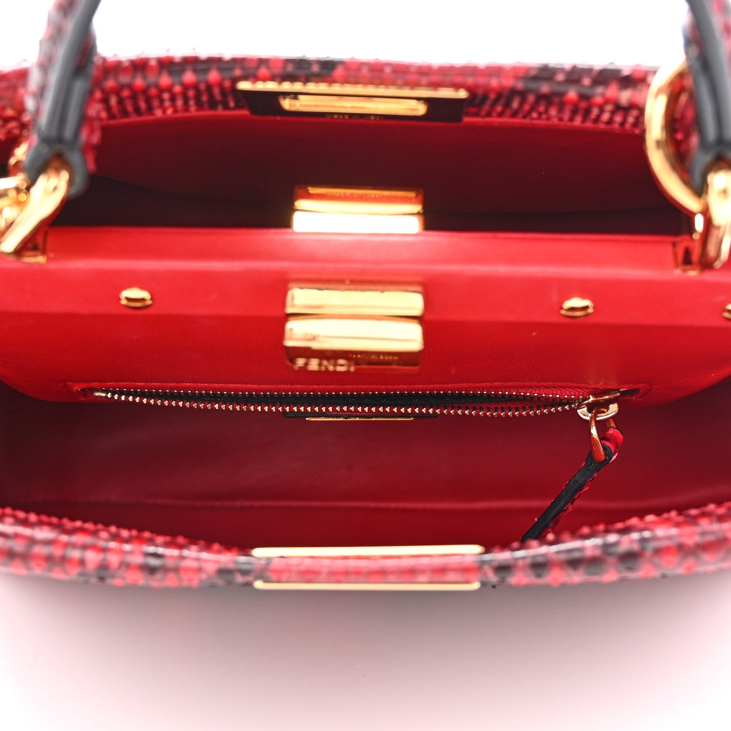 Fendi Snakeskin Shiny Nappa Mini Peekaboo Iconic Satchel 6 of 12