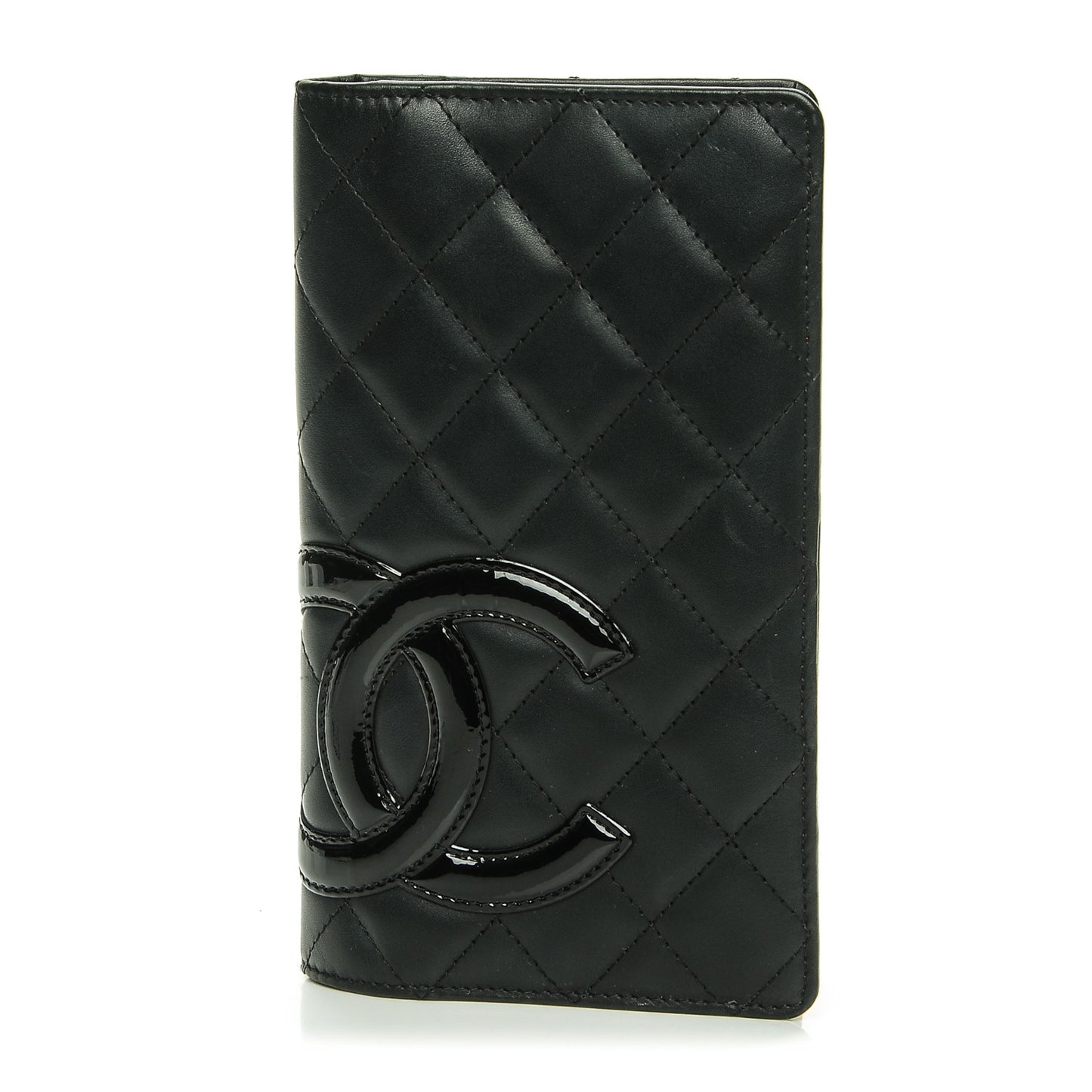 Calfskin Quilted Cambon Yen Wallet Black