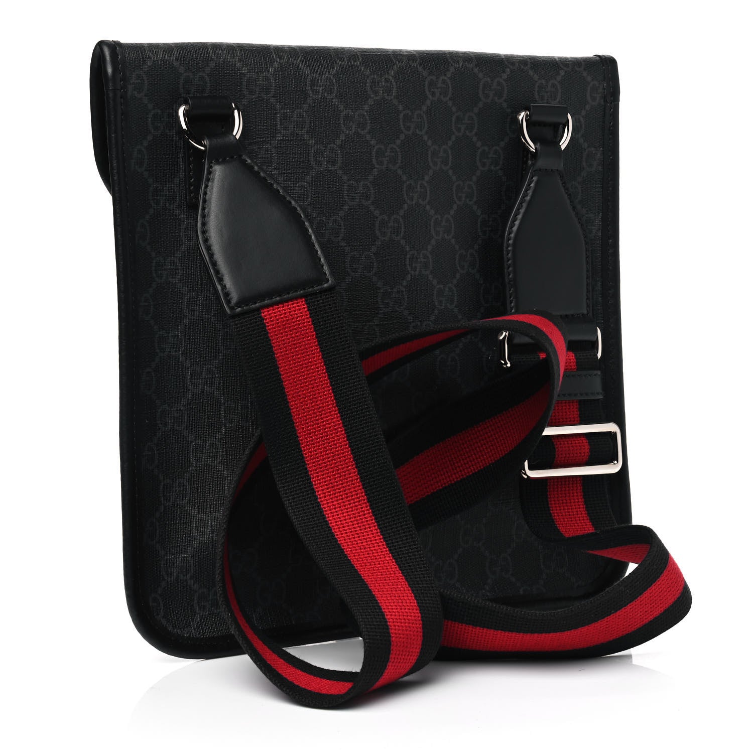 Gucci GG Supreme Monogram Web Medium Messenger Bag Black Grey 2 of 4
