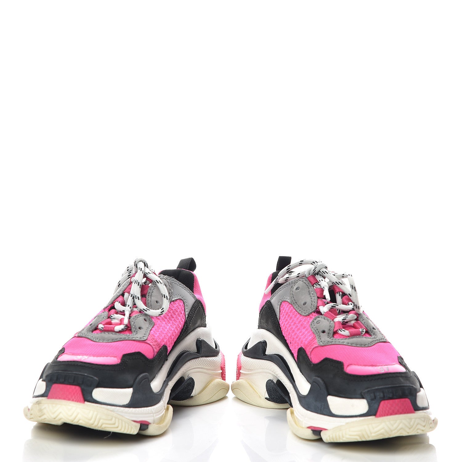 Balenciaga Fabric Mesh Womens Triple S Sneakers 37 Fluo Pink Grey White 6 of 12