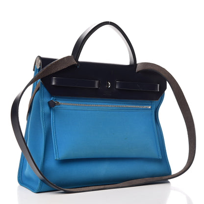 Hermes Vache Hunter Toile Herbag Zip 31 PM Bleu Zanzibar Bleu Indigo 5 of 16