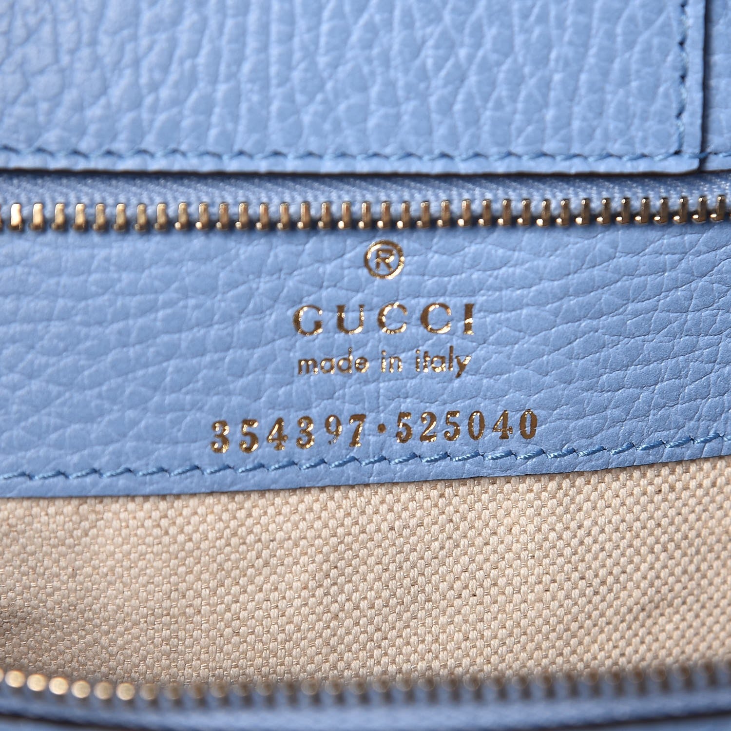 Gucci Dollar Calfskin Medium Swing Tote Camelia Mineral Blue 6 of 6