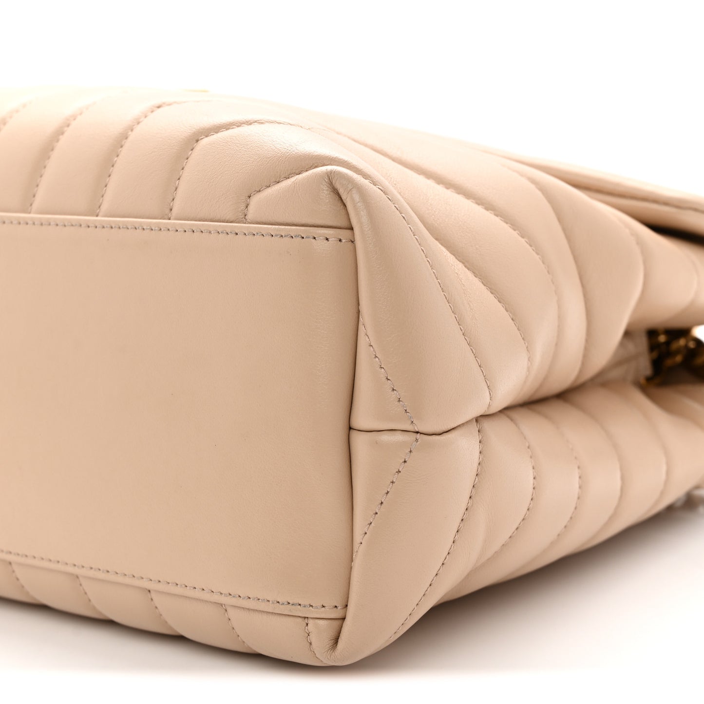 Calfskin Y Quilted Monogram Medium Loulou Chain Satchel Nude Powder