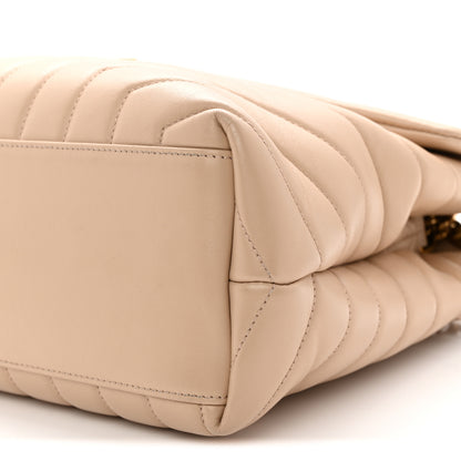Saint Laurent Calfskin Y Quilted Monogram Medium Loulou Chain Satchel Nude Powder 10 of 11