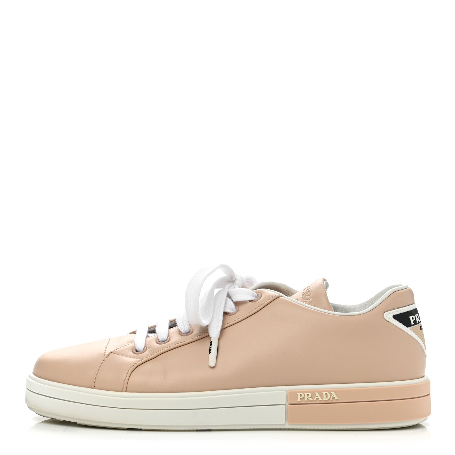 Prada Vitello Soft Logo Low Top Sneakers 40 Beige 1 of 8