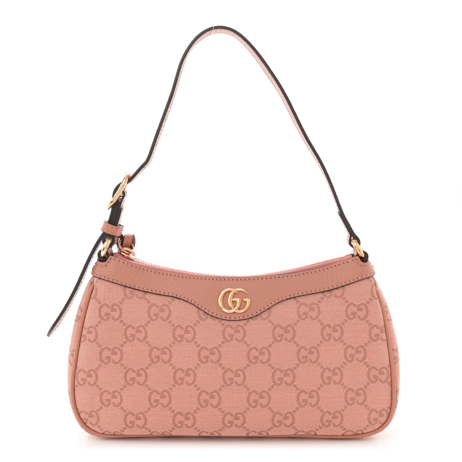 Gucci Monogram Textured Dollar Calfskin Small Ophidia Hobo Cloche Rose Pink 1 of 12
