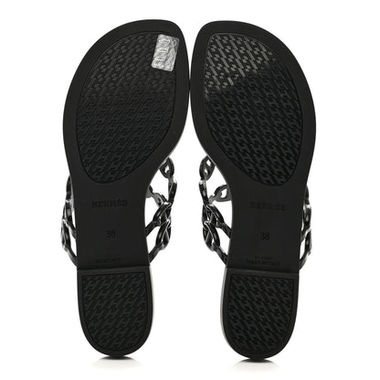 Hermes Rubber Chaine d'Ancre Island Sandals 38 Black 5 of 9