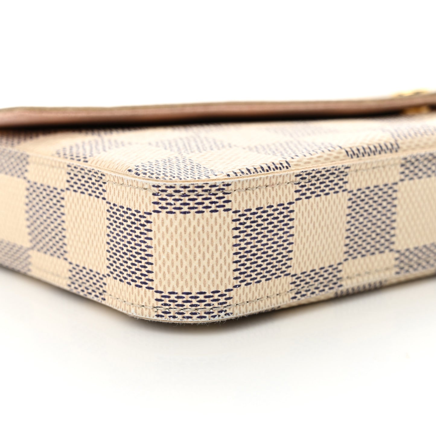 Damier Azur Pochette Felicie Chain Wallet Rose Ballerine