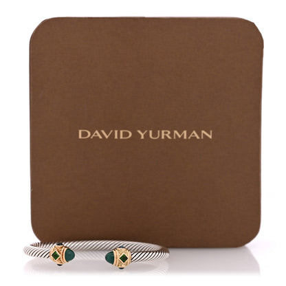 David Yurman Sterling Silver 14K Yellow Gold Green Onyx Chrome Diopside Hampton Blue Topaz 5mm Cable Renaissance Bracelet 4 of 4