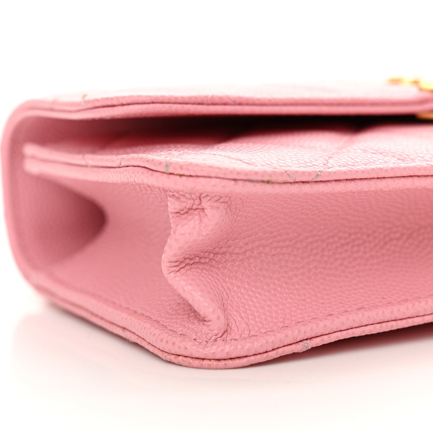 Caviar Quilted Flap Phone Holder With Chain Light Pink