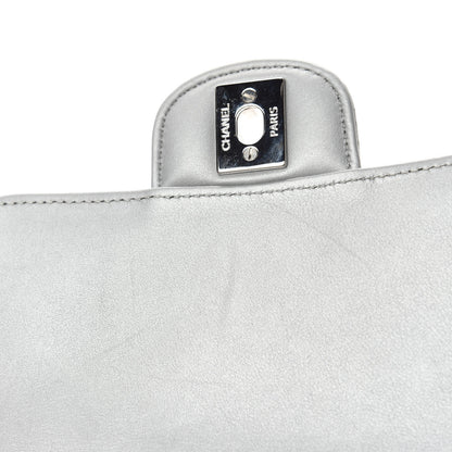Chanel Metallic Patent Crumpled Calfskin Chevron Quilted Mini Square Flap Silver 8 of 12
