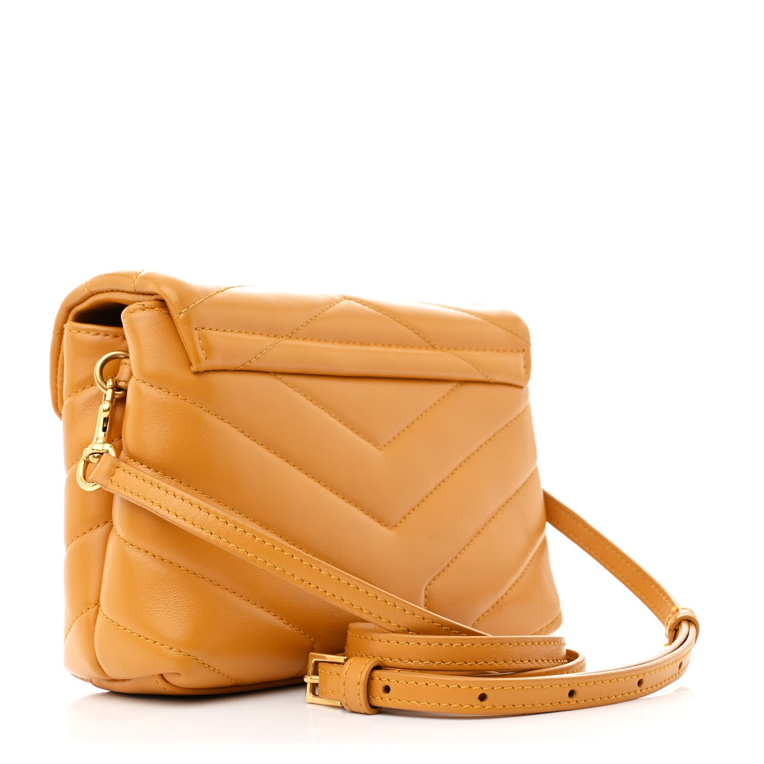 Saint Laurent Calfskin Y Quilted Monogram Toy Loulou Crossbody Bag Cheddar 3 of 12