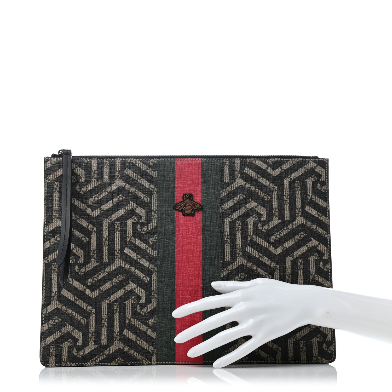 Gucci GG Supreme Monogram Caleido Web Medium Documents Holder Beige Black 2 of 10
