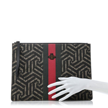 Gucci GG Supreme Monogram Caleido Web Medium Documents Holder Beige Black 2 of 10