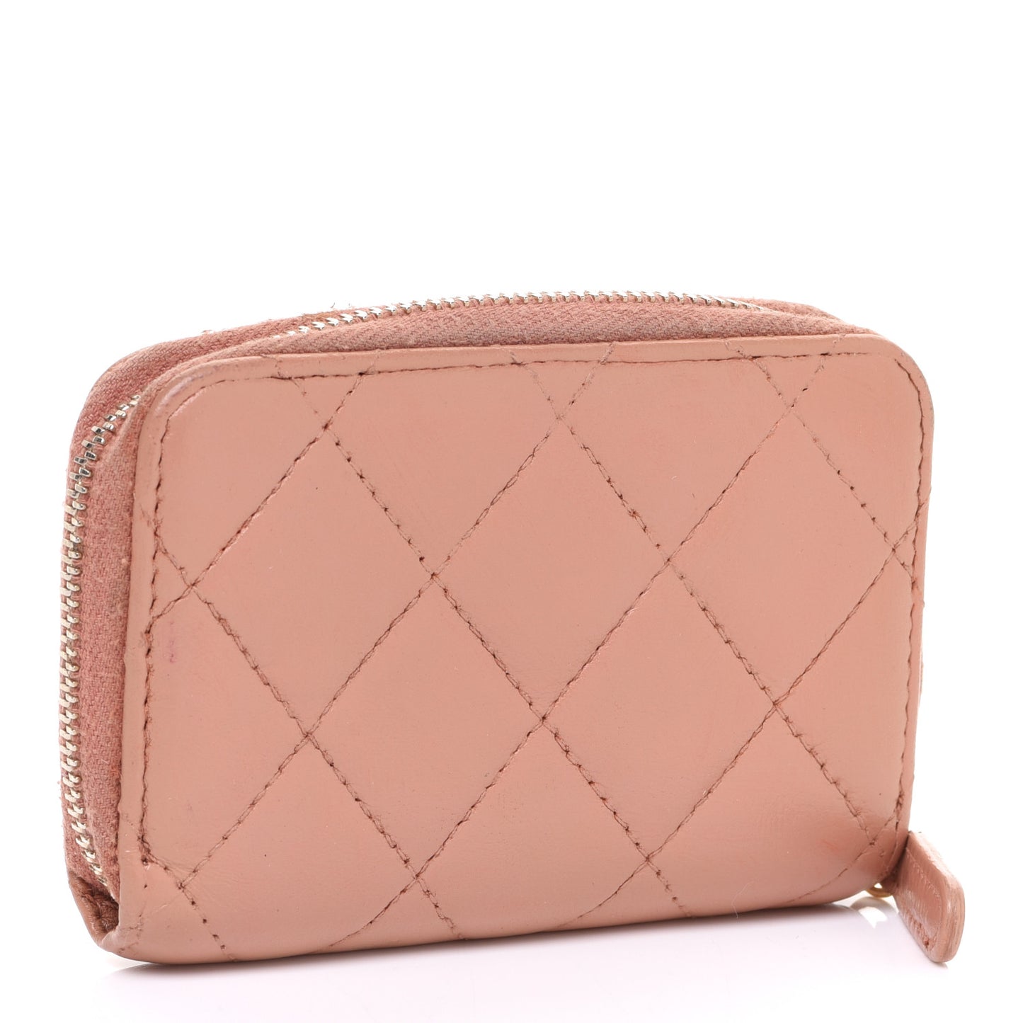 Lambskin Lucky Charms Zip Coin Purse Dark Beige