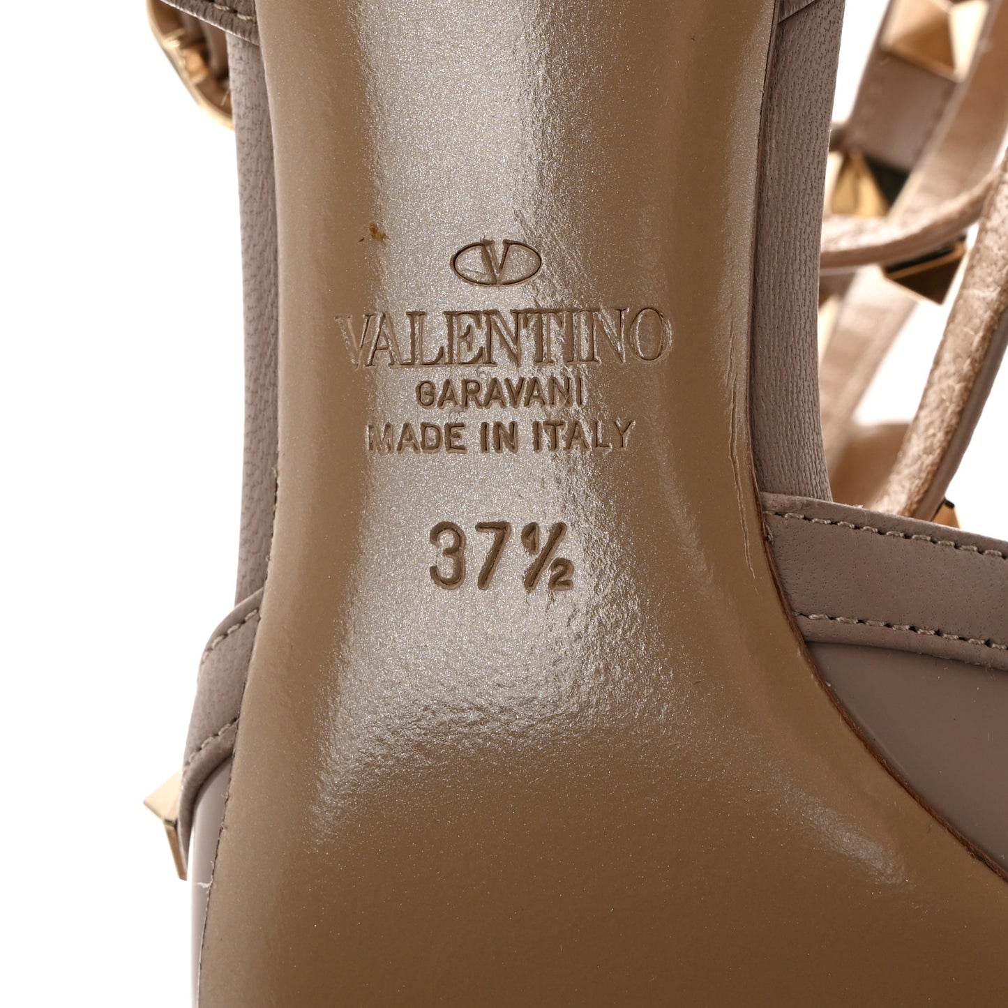 Patent Rockstud Ankle Strap 65mm Pumps 37.5 Poudre