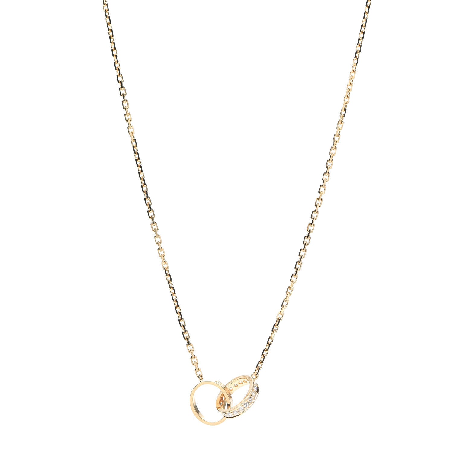 Cartier 18K Yellow Gold Diamond Interlocking LOVE Necklace 1 of 5
