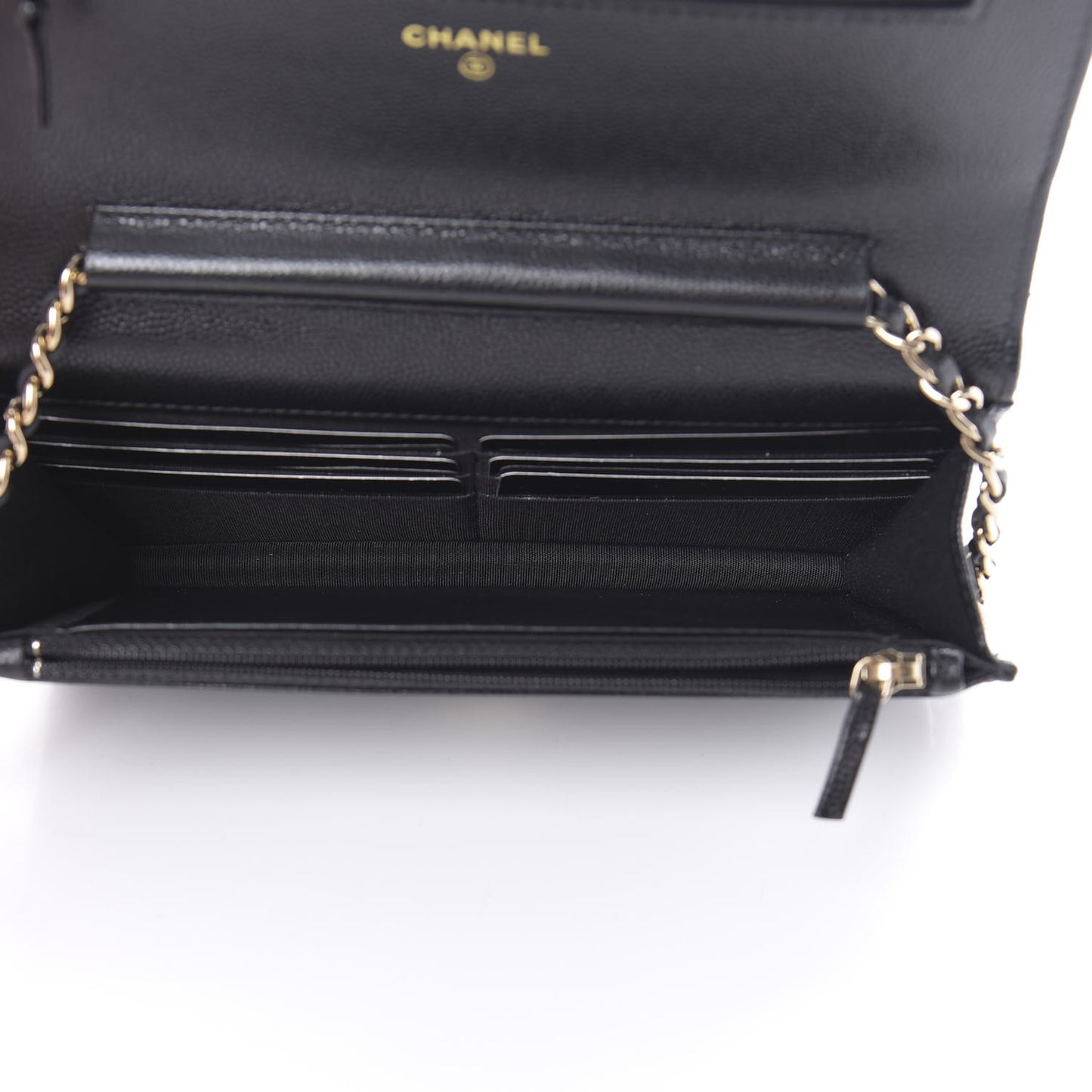Caviar Quilted French New Wave Chain CC Wallet On Chain WOC Black