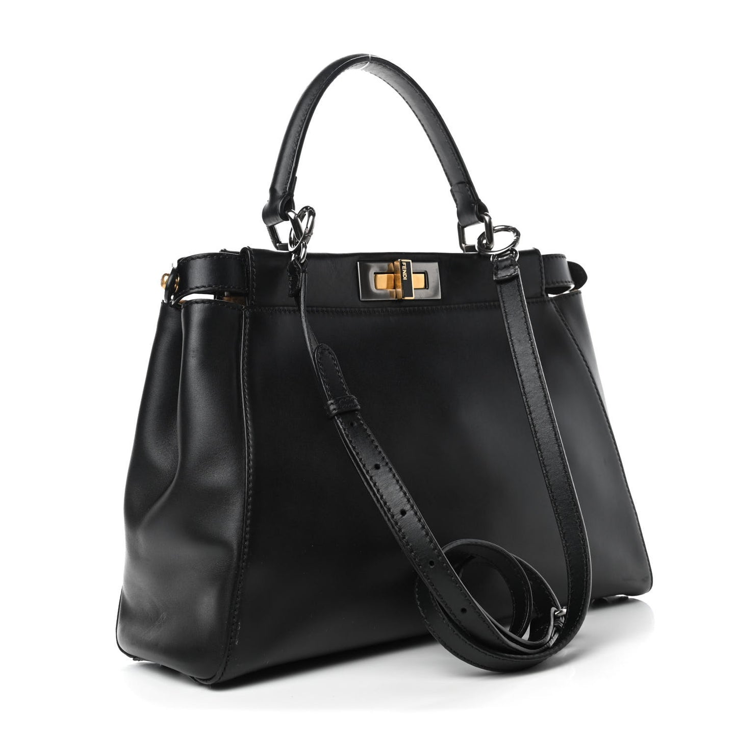 Calfskin Calf Hair Leopard Print Medium Peekaboo Iconic Satchel Black