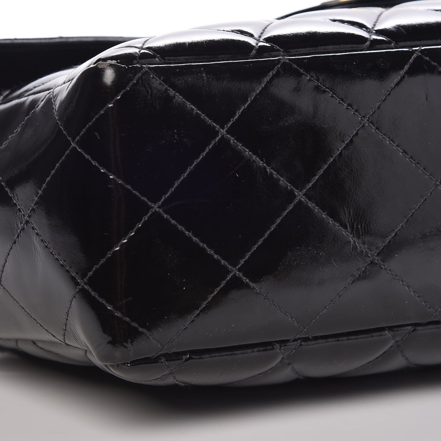 Patent Quilted Jumbo Single Flap Black