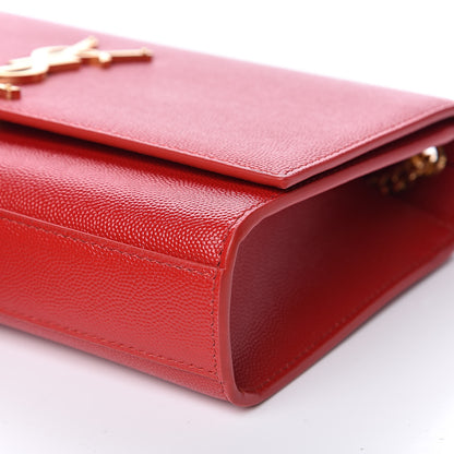 Saint Laurent Grain De Poudre Medium Monogram Kate Satchel Bandana Red 9 of 9