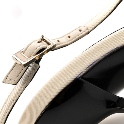 Saint Laurent Satin Calfskin Ines Slingback Pumps 38.5 Ivory Black 10 of 12