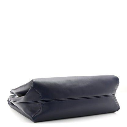 Salvatore Ferragamo Calfskin Large New Line Tote Navy Blue 4 of 10