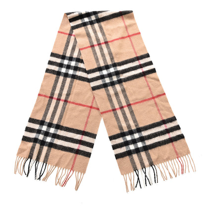 Burberry Cashmere Giant Check Fringe Scarf Camel 2 of 3