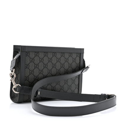 Gucci GG Supreme Monogram Textured Dollar Calfskin Web Small Ophidia Shoulder Bag  Grey Black Graphite Grey 3 of 10
