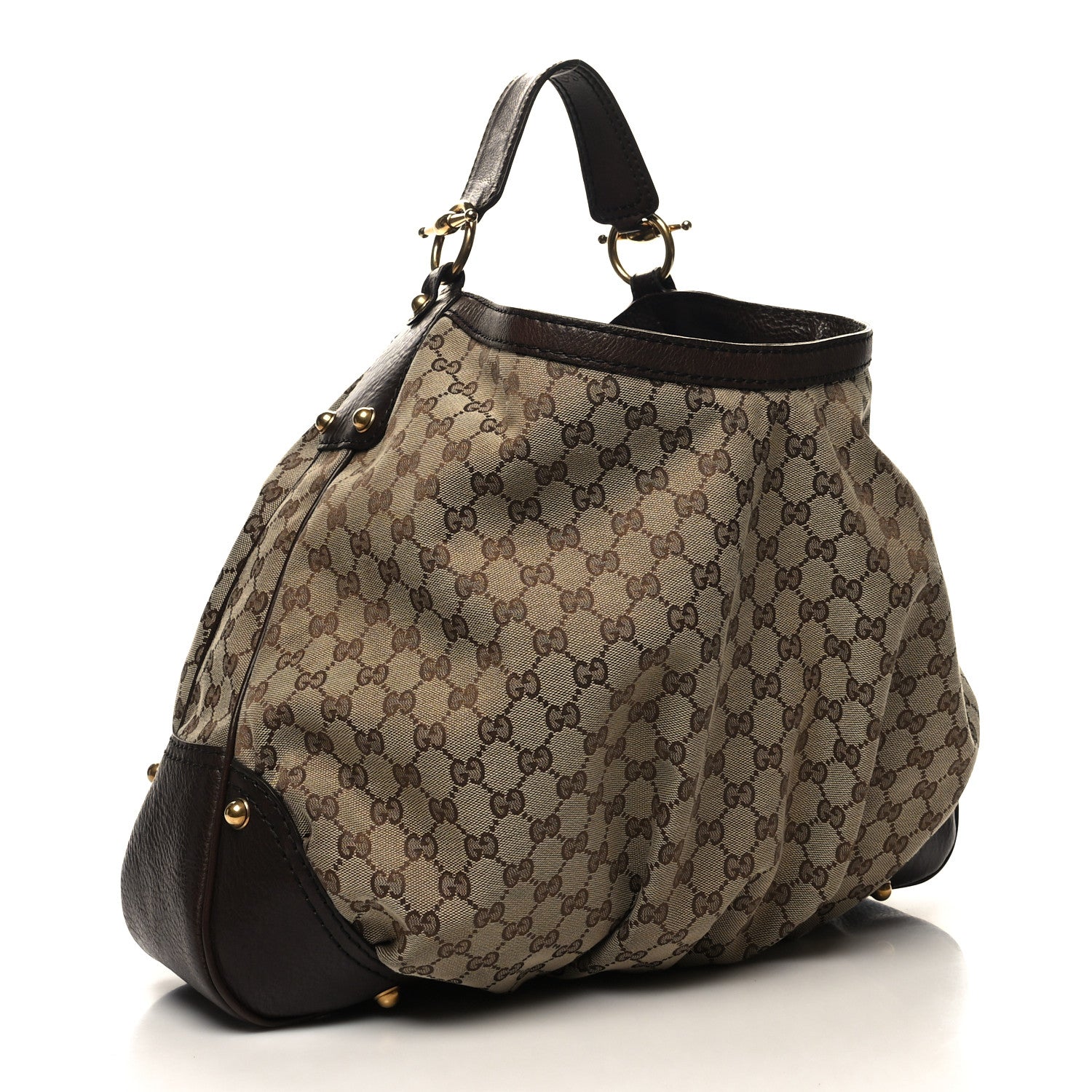 Gucci Monogram Large Jockey Hobo Dark Brown 3 of 12