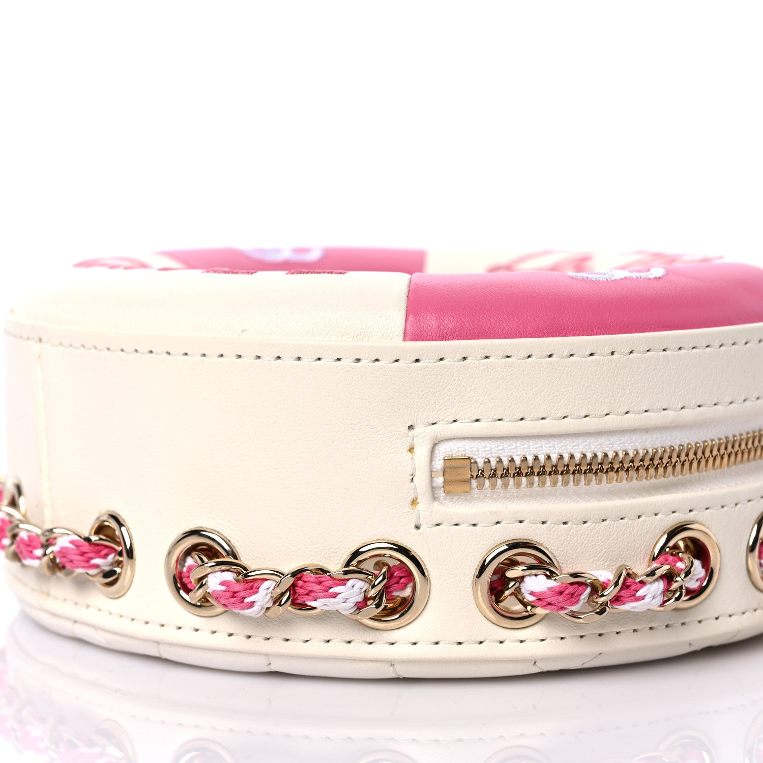 Chanel Lambskin Coco Lifesaver Round Bag Pink White 8 of 8