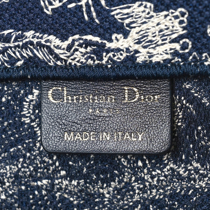 Christian Dior Canvas Embroidered Medium Toile De Jouy Reverse Book Tote Blue 6 of 8