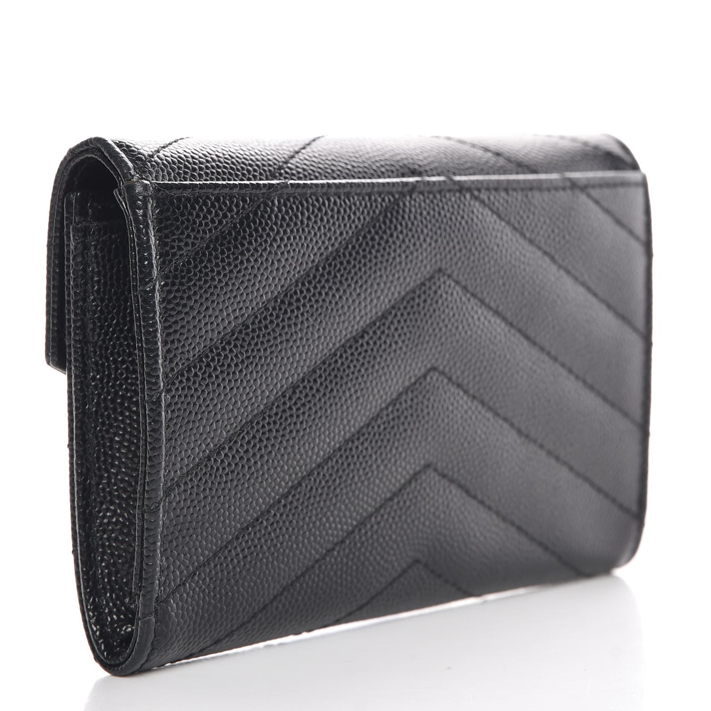 Grain De Poudre Matelasse Chevron Small Monogram Envelope Wallet Black