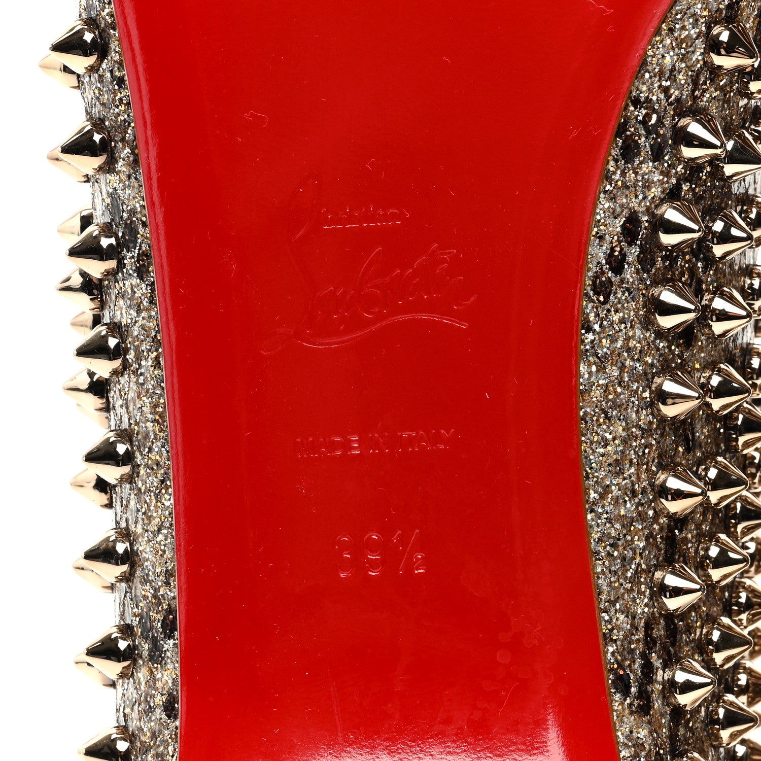 Christian Louboutin Glitter Diams Follies Spikes Flats 39.5 Colombe 6 of 7