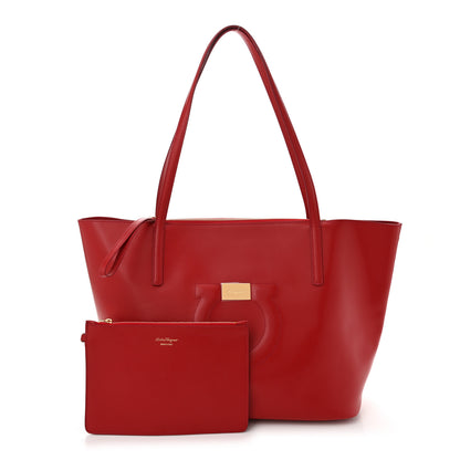 Salvatore Ferragamo Calfskin Medium Gancini Tote Red 3 of 10