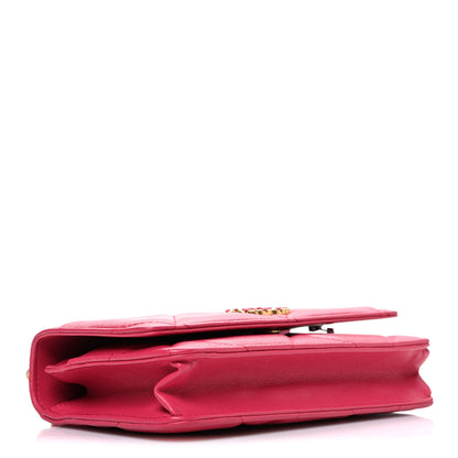 Chanel Shiny Goatskin Quilted Chanel 19 Wallet On Chain WOC Pink 4 of 11
