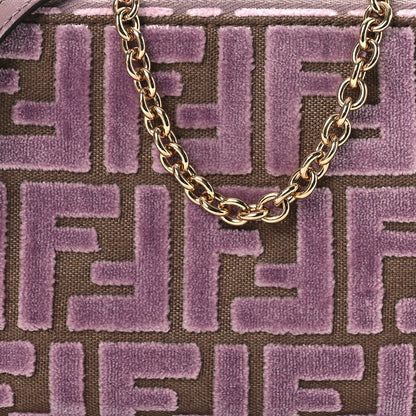 Fendi Velvet Jacquard FF Baguette Pouch Mauve Beige 8 of 11